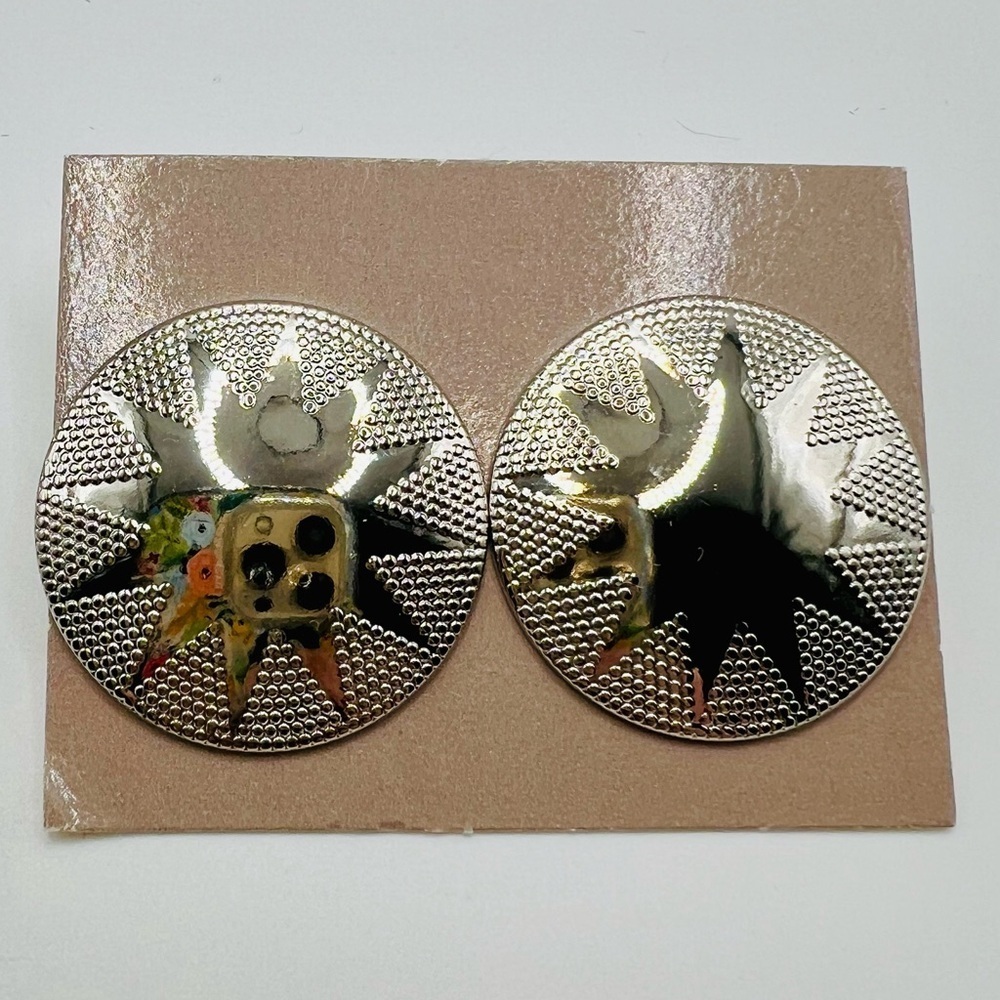 1987 Avon Sunburst Pierced Earrings Silvertone NOS Vintage